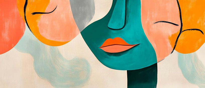 Visages dans un jeu de couleurs - Moderne et abstrait par Poster Art Shop