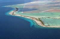 Bonaire d'en haut, avec les anciennes salines et les marais salants.