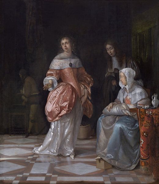Visite de maternité, Eglon van der Neer, 1664 par Atelier Liesjes