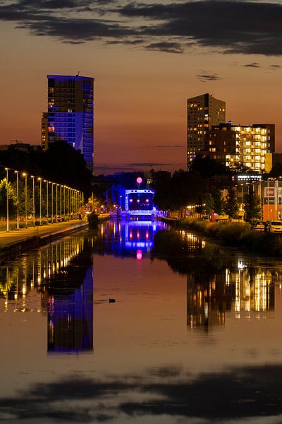 Orange sky and blue bridge Eindhovensch Kanaal by Noud de Greef