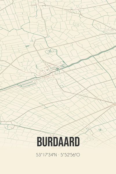 Carte ancienne de Burdaard (Fryslan) par Affiches de lieux