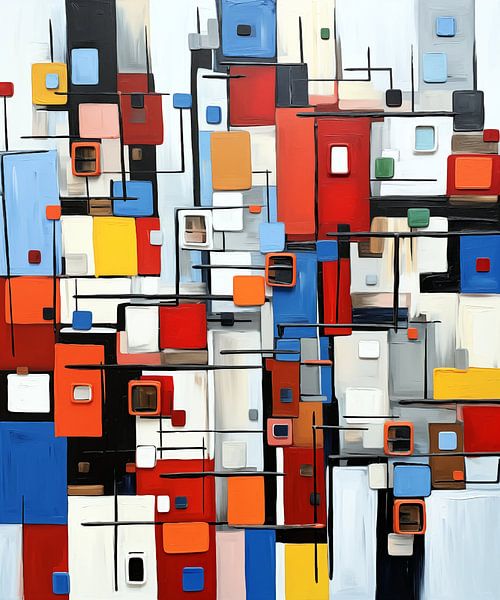 Mondriaan Stijl Abstract van Jacky