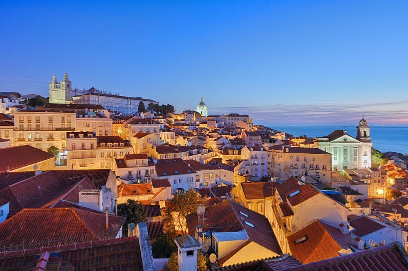 Blue hour over the Alfama - A romantic city view by Rolf Schnepp