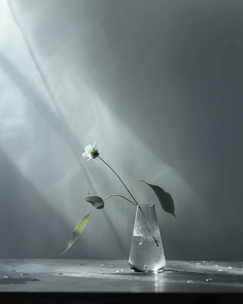 Stilleben mit einer Blume im japanischen Stil von Japandi Art Studio