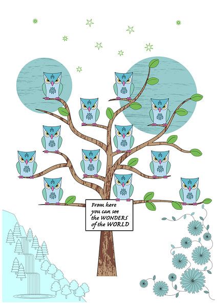 Owls Stars Flowers &amp; Mountain von Colourful Ways