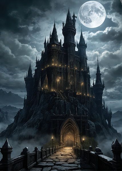 La dernière ascension vers le donjon éclairé par la lune par atiq fauzi