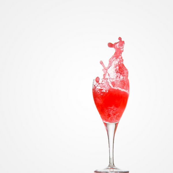 Red Water Splash in Wine Glass (Square) by Gig-Pic by Sander van den Berg