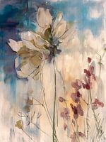 Peinture botanique moderne : Fleurs au bord de la route