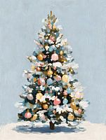 Sapin de Noël classique en blanc et or