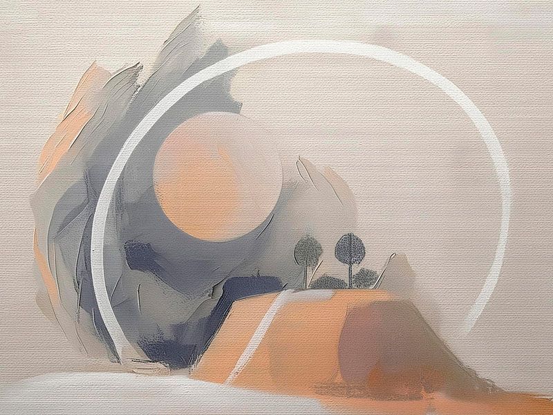 Landschaft mit Sonne - Japandi/Wabi Sabi Wohntrend von Studio Pieternel