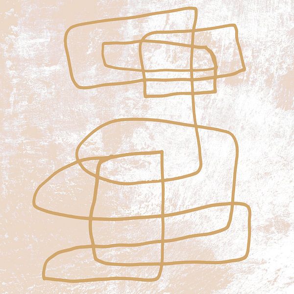 Abstracte minimalistische lijnkunst in goud van Dina Dankers