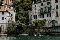 Märchenhaftes Nesso mit vorbeischwimmender Schwanenfamilie