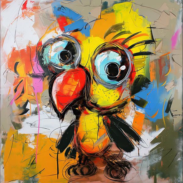 Bunter Papagei mit großen Augen von Emil Husstege