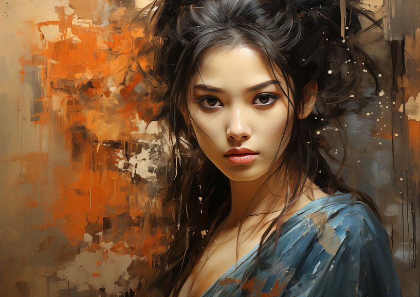 Portrait abstrait d'une femme (Technique mixte 06) par Ralf van de Sand