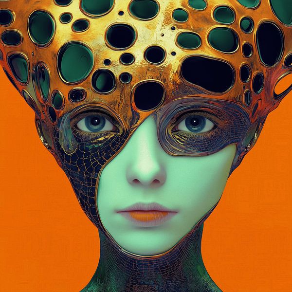 Female portrait with headdress by Ton Kuijpers