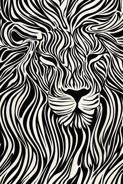 Abstrakter Löwe in Schwarz-Weiß von Frank Daske | Foto & Design