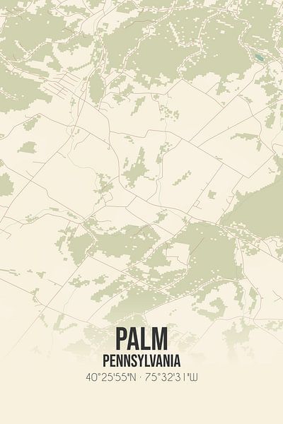 Alte Karte von Palm (Pennsylvania), USA. von Ortsdrucke
