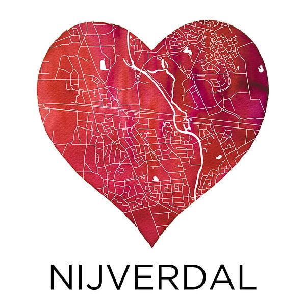 Love for Nijverdal | City map in a heart by WorldMapShop
