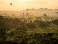 Sunset at temple field in Bagan, Myanmar