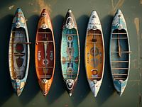 Canoe's in different colours, American native