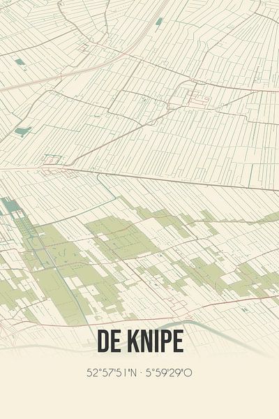 Carte ancienne de De Knipe (Fryslan) par Affiches de lieux