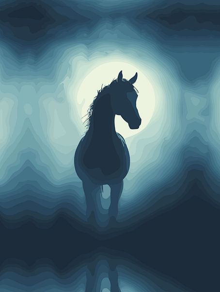 Mystical Horse Silhouette – Enchanted Night Wall Art by Ramy Salah Hefny