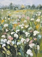 Feld mit Wildblumen in Pastellfarben