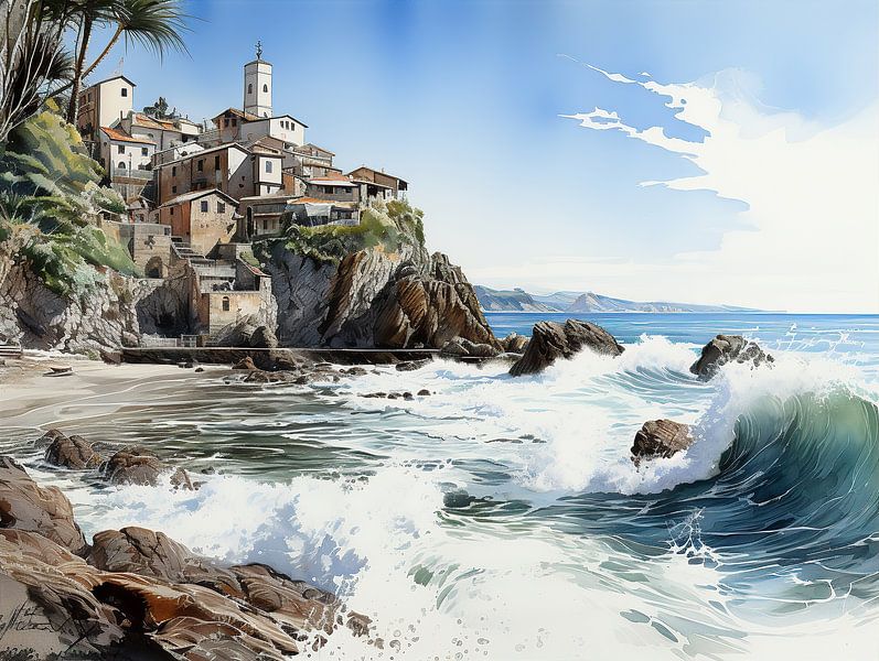 Village au bord de la mer par Bianca Bakkenist