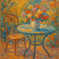 Gartentisch mit Blumen