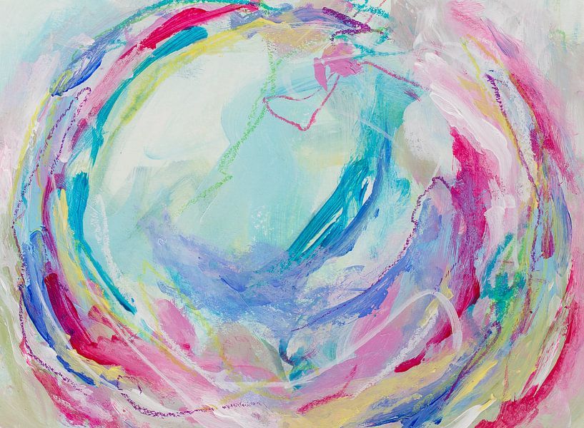 Valse des couleurs - peinture abstraite en forme de cercle par QEIMOY