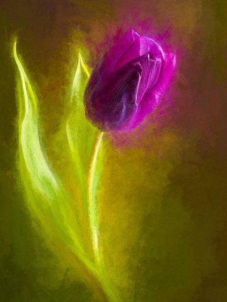 Gemalte lila Tulpe von Arjen Roos