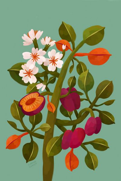 Plum tree by Flaming Garden by The Artcircle