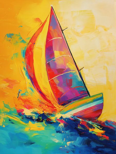 Segelboot in fröhlichen Farben von Bert Nijholt
