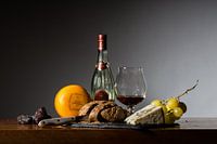 Stilleben mit Käse und Cognac