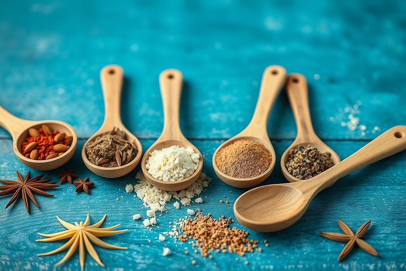 Holzlöffel mit Gewürzen von Wandbilder-Shop