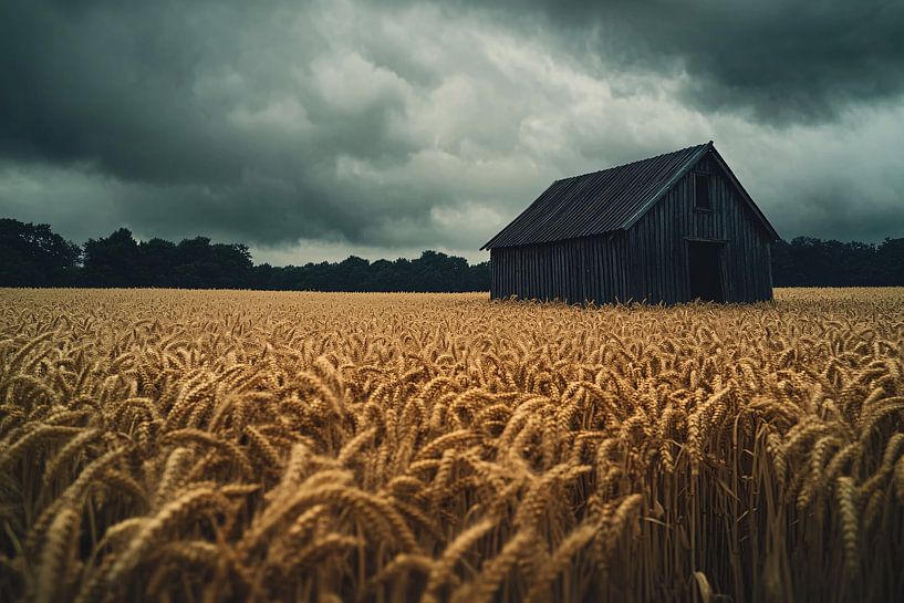 Alte Scheune im Getreidefeld von Art & Soul Creations