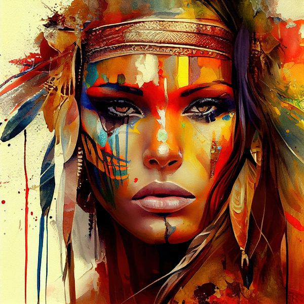 Powerful American Native Woman #6 by Chromatic Fusion Studio