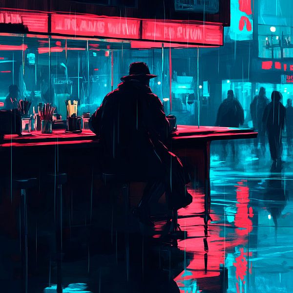 Nacht in der neonbeleuchteten Stadt von Poster Art Shop