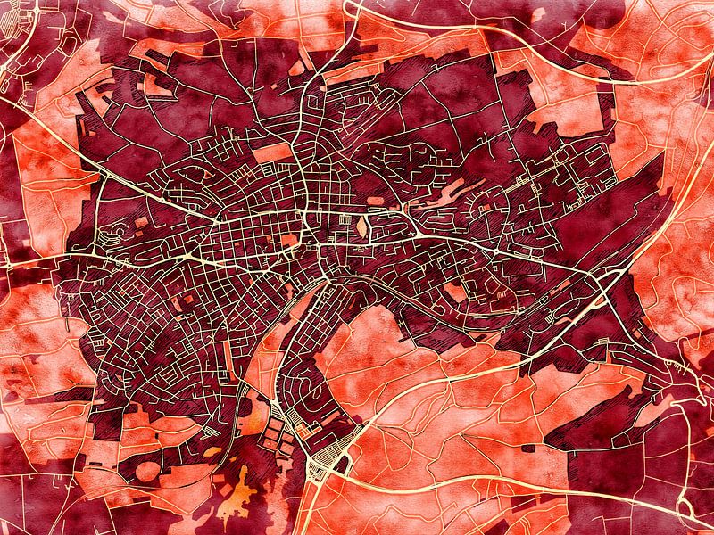 Map of Schwenningen with the style 'Amber Autumn' by Maporia