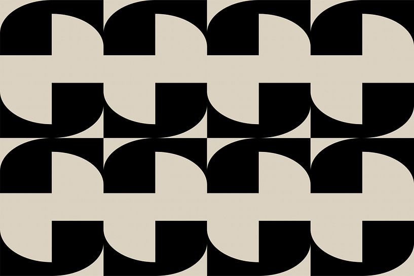 Moderne abstracte minimalistische geometrische retro vormen in zwart en wit 2 van Dina Dankers