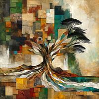 Collage Zwei halbe Bäume ergeben einen ganzen Baum