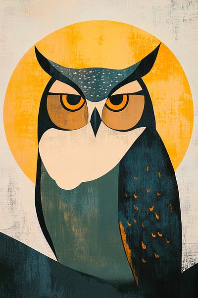 Modern owl with geometric shapes by Imperial Art House
