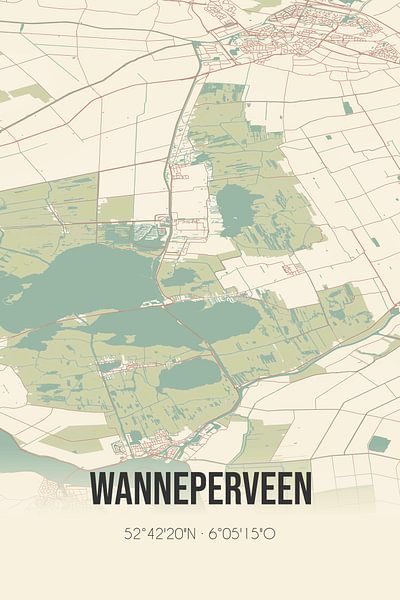 Alte Landkarte von Wanneperveen (Overijssel) von Ortsdrucke
