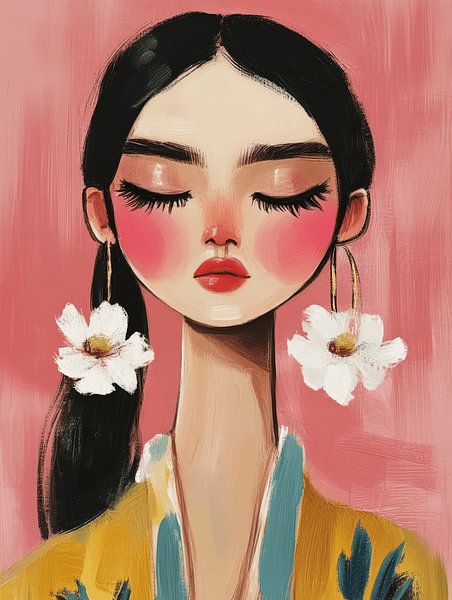 Portrait of a girl in cheerful colours by Carla Van Iersel