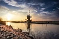 Windmühle am Wasser bei Kinderdijk