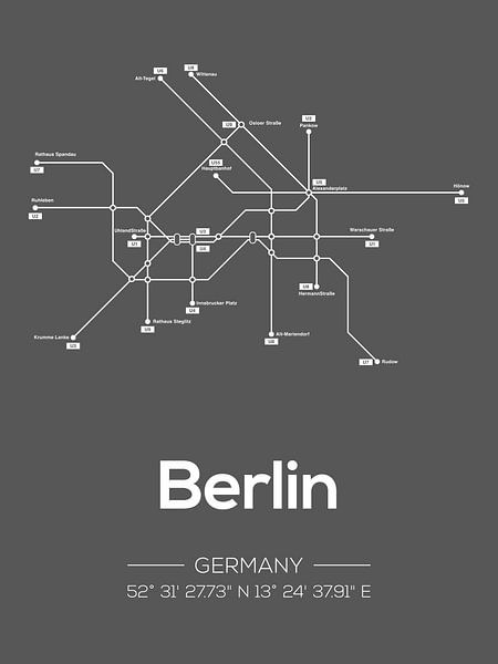 Berlin Dark grey metro lines by MDRN HOME