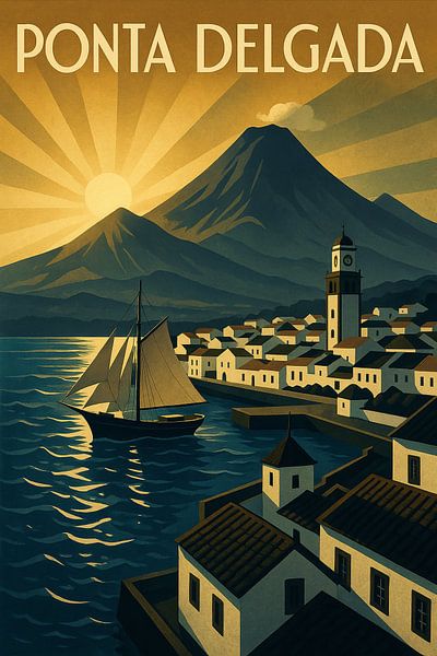 Affiche de voyage de Ponta Delgada (Açores) par Travel Shop