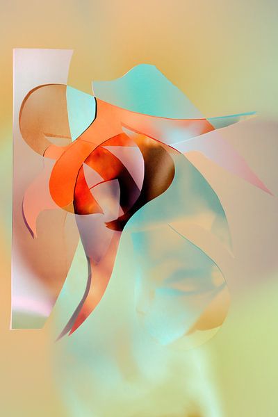 Abstracte collage in kleur van Ingrid Bertens