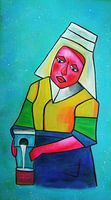 Abstract portrait of Vermeer's milkmaid