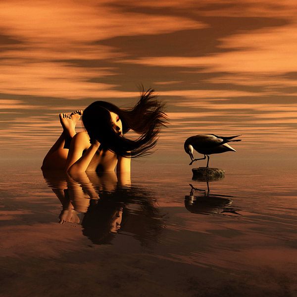 Freundschaft zwischen einem Mädchen und einer Möwe. von Jan Keteleer